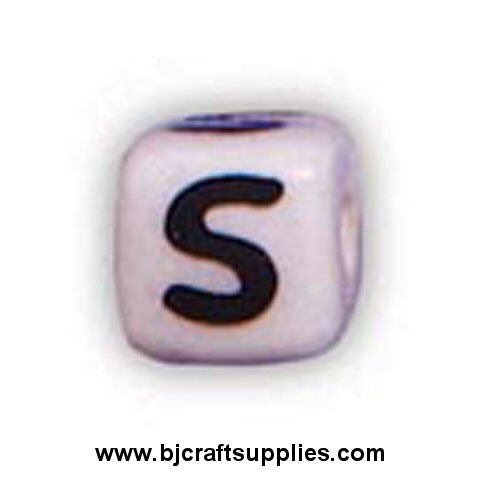 Ceramic Alpha Beads - S - Ceramic Alpabet Beads - Ceramic Letter Beads - Ceramic Alphabet Letter Beads