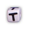 Alphabet Beads - T - Ceramic - Cube - White / Black Lettering - Ceramic Alpha Beads - T - Ceramic Alpabet Beads - Ceramic Letter Beads - Ceramic Alphabet Letter Beads