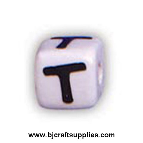 Ceramic Alpha Beads - T - Ceramic Alpabet Beads - Ceramic Letter Beads - Ceramic Alphabet Letter Beads