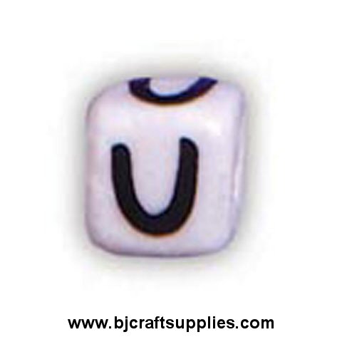 Ceramic Alpha Beads - U - Ceramic Alpabet Beads - Ceramic Letter Beads - Ceramic Alphabet Letter Beads