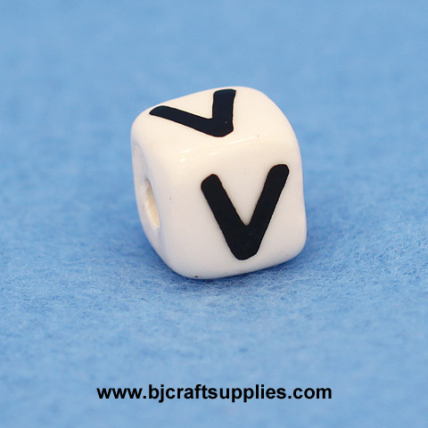Ceramic Alpha Beads - V - Ceramic Alpabet Beads - Ceramic Letter Beads - Ceramic Alphabet Letter Beads