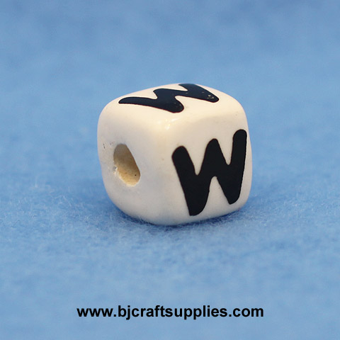 Ceramic Alpha Beads - W - Ceramic Alpabet Beads - Ceramic Letter Beads - Ceramic Alphabet Letter Beads