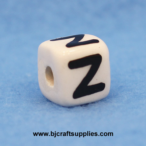 Ceramic Alpha Beads - Z - Ceramic Alpabet Beads - Ceramic Letter Beads - Ceramic Alphabet Letter Beads