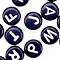 Round Letter Beads - Black With White Letters - Letter Beads - Alphabet Beads