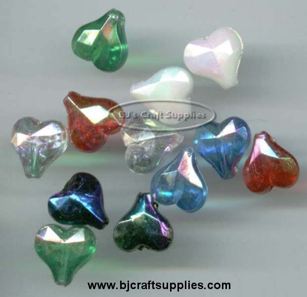 AB Beads - Faceted Heart Beads