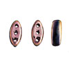 Three Hole Beads - Czech Cali Beads - 3 Hole Beads - Chalk White/dark Blue Luster - Marquise Beads - Oblong Beads
