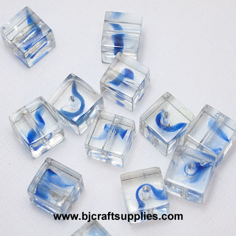 Glass Beads - Swirl Beads - Cube Beads