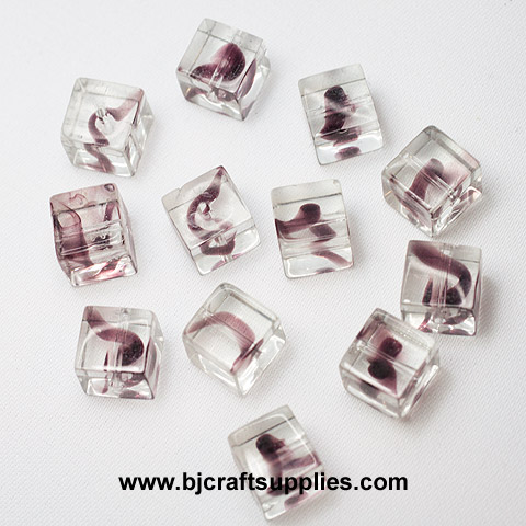 Glass Beads - Swirl Beads - Cube Beads
