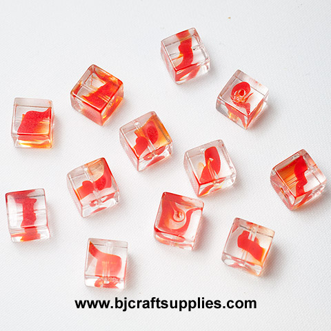 Glass Beads - Swirl Beads - Cube Beads