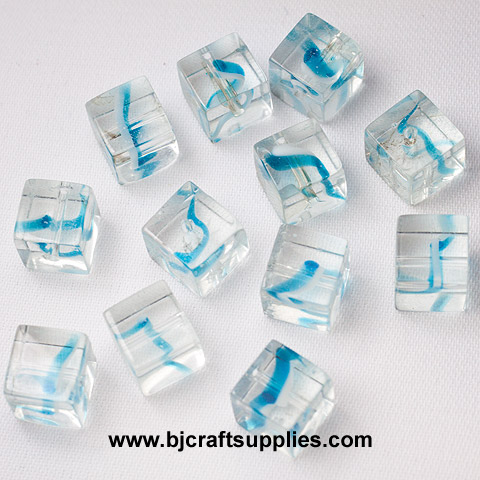 Glass Beads - Swirl Beads - Cube Beads