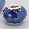 Metal Lined Large Hole Beads - Dk Blue Variegated - Pearl Beads - Round Beads - Round Pearls - Silver Pearls