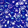 Glass Seed Beads - Transparent Rainbow (iridescent) Dk Blue - 