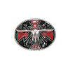 Western Belt Buckle - Oval - With Sculpted Longhorn Skull Enameled - Western Belt Buckles