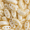 Three Hole Beads - Czech Cali Beads - 3 Hole Beads - Chalk White/luster Shimmer - Marquise Beads - Oblong Beads -