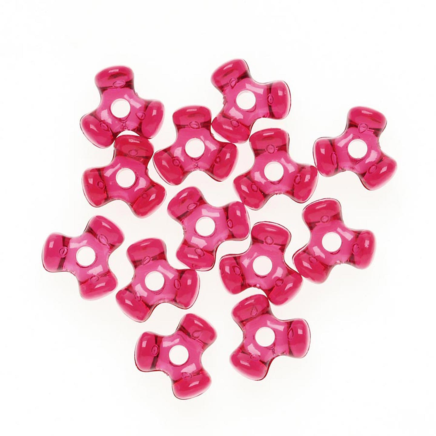 Red Tri Beads - Propeller Beads - Plastic Tri Beads