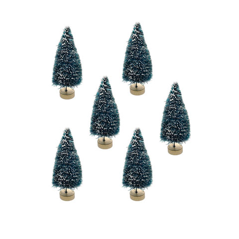 Sisal Bottle Brush Trees - Miniature Bottle Brush Trees - Mini Sisal Trees - Small Bottle Brush Christmas Trees - Tiny Bottle Brush Trees - Flocked Bottle Brush Trees