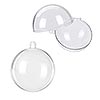 Acrylic Fillable Ornament for Crafts, Keepsakes and Holiday Decorating - Clear 100mm acrylic fillable ornament shown assembled and separated into two halves, with examples of finished craft and decorative projects made using the ornament.