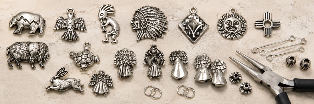 Pewter charms, pewter pendants and pewter beads for jewelry making including animal, Southwestern, Western, Native American and angel designsPewter Charms, Pendants & Beads for Jewelry Making