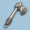 Tomahawk Jewelry Charm - Pewter Colored Jewelry Charm - Tomahawk - Pewter tomahawk charm for sale with connecting loop, small silver-tone tomahawk jewelry charm for bracelets and necklaces