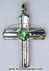 Birthstone Cross Pendants - August peridot birthstone cross charm, green cross pendant, Christian birthstone jewelry, August cross necklace and family birthstone charm
