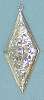 Diamond Western Pendant - Silver tone floral Western pendant with stamped flower and leaf design, elongated diamond pendant for Southwestern necklace jewelry making