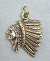 Sterling silver Indian head pendant and charm with feather headdress for Western necklace, bracelet and jewelry making