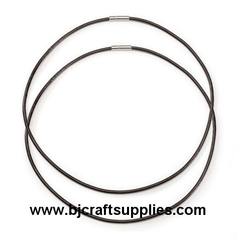 Brown leather necklace cord with push-in clasp for pendants and jewelry making, leather choker necklace cord for sale