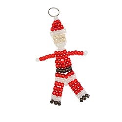 Pony bead Santa Claus keychain pattern for a beaded Christmas craft and ornament