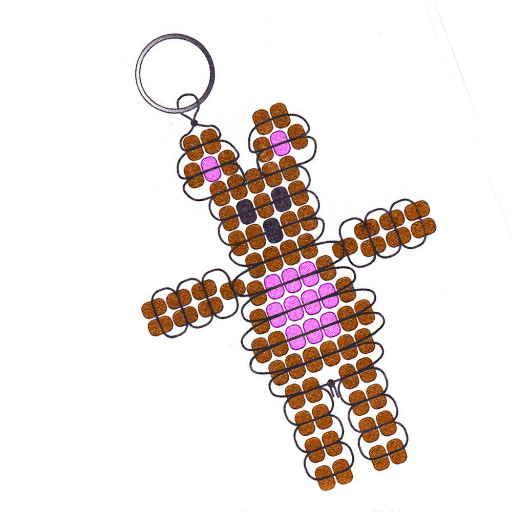 Beaded Teddy Bear Key Chain Pattern - Free Beaded Bear Keyring Pattern - Fun Beaded Key Rings