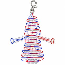 Free Mrs. Claus pony bead Christmas ornament weaving diagram showing the bead colors and arrangement for each row.