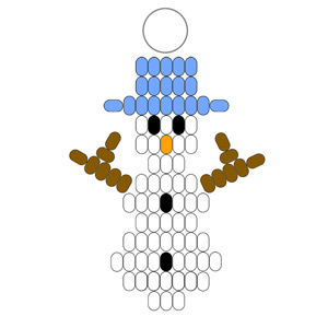 Beaded Snowman Ornament - Beaded Snowman Key Chain
