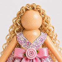 Painted wooden doll pin set for making and displaying handcrafted doll pin dolls.
