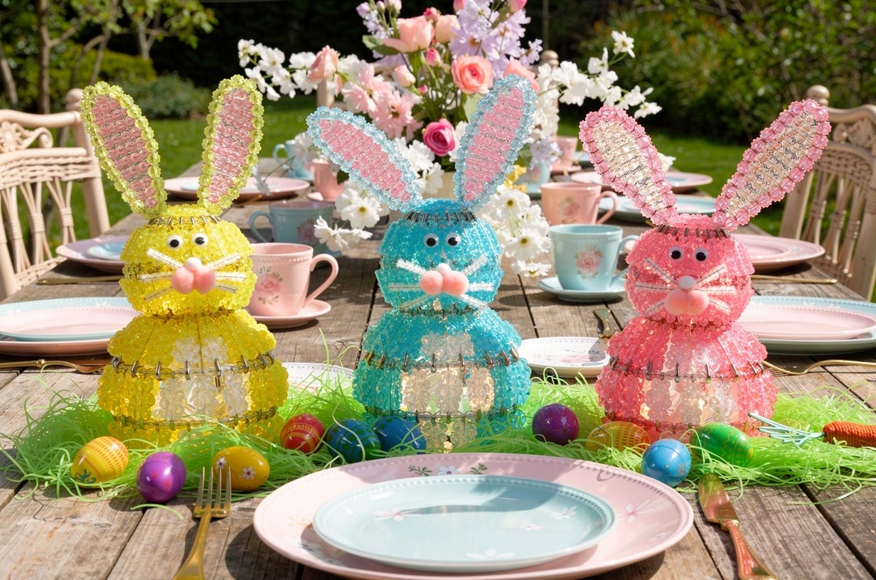 Beaded Easter Bunnies for Easter Brunch