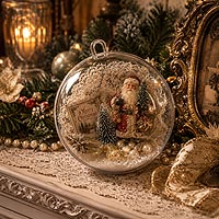 Santa Claus fillable ornament miniature scene for Christmas mantel and holiday home d�cor ideas.