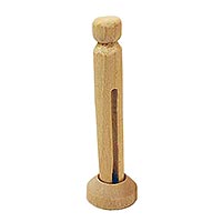 Unfinished wooden doll pin and matching display stand set for making and displaying handcrafted doll pin dolls.