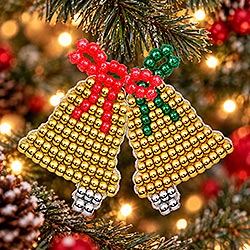 DIY Christmas bell ornament pattern and pony bead Christmas decorations
