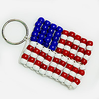 Beaded Flag Key Chains - Beaded USA Flag Keychain