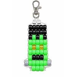Free Frankenstein Halloween pony bead pattern with instructions for making a beaded keychain