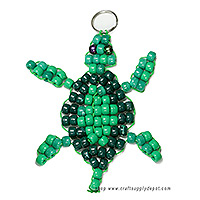 Beaded Sea Turtle KeyChain Pattern - Free Beaded Turtle Keyring Pattern - Fun Beaded Key Rings