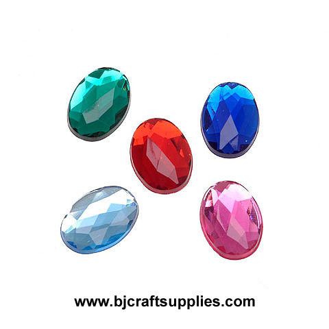 Oval Faceted Rhinestones - Flat Backed Cabochons