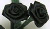 Ribbon Rose Cluster - Black - Floral Accents