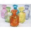 Glass Decanter With Glass Lid - Square - Orange - Glass Bottle