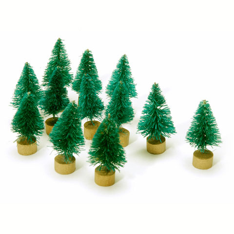 Sisal Bottle Brush Trees - Miniature Bottle Brush Trees - Mini Sisal Trees - Small Bottle Brush Christmas Trees - Tiny Bottle Brush Trees - Flocked Bottle Brush Trees