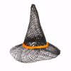 Sinamay女巫帽子 - 黑色与橙色乐队 - 万圣节装饰 - 娃娃 - 娃娃女巫帽子