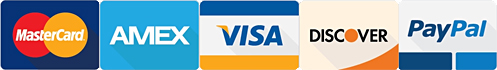 We accept Visa, Mastercard, American Express, Discover and PayPal