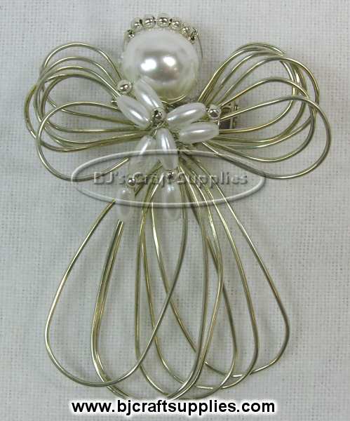 Silver Angel Pin with Pearl Beads