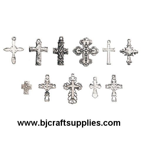 Assorted Silver Cross Charms