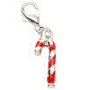 Lobster Clasp Charm - Candy Cane - Silver - Jewelry Charm
