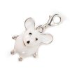 White Mouse Lobster Clasp Charm - Lobster Claw Charm - Mouse