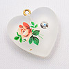 Frosted Heart with Flower - Jewelry Findings - Jewelry Charms - Heart Pendant